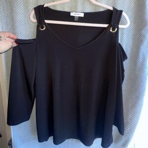 Nine West Black Cold Shoulder Blouse